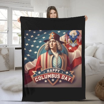 Discover happy columbus day Fleece Blankets