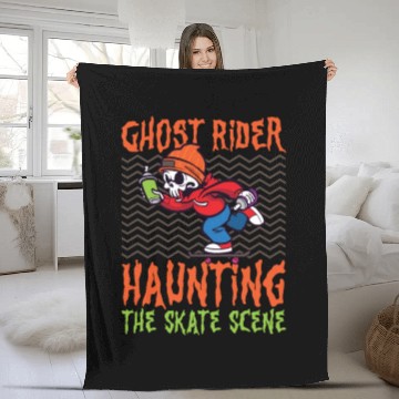 Discover Spooky Horror Skateboarder Halloween Skateboarding Fleece Blankets