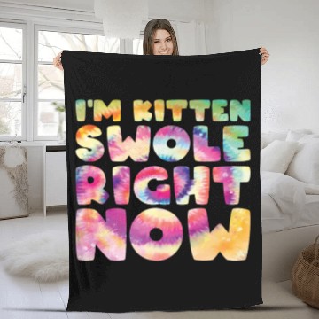 Discover I´m Kitten Swole Right Now Cat Lover Gym Workout Fleece Blankets