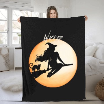 Discover Wicked Cat Witch Funny Halloween Witch Fleece Blankets