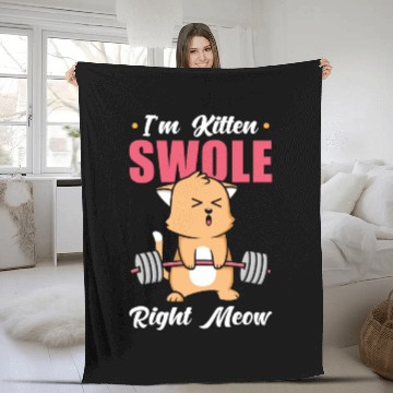 Discover I´m Kitten Swole Right Meow Cat Lover Gym Workout Fleece Blankets