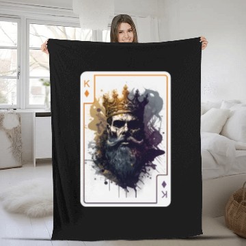 Discover Poker Card Game Scary Halloween Fleece Blankets