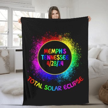 Discover Total Solar Eclipse Memphis Tennessee 4/28/24 Kids Fleece Blankets