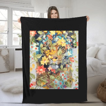 Discover tiger big cat Fleece Blankets