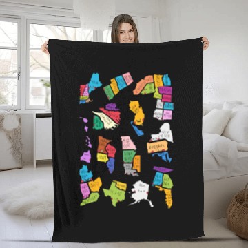 Discover 50 Cute US States Sticker Pack Fleece Blankets