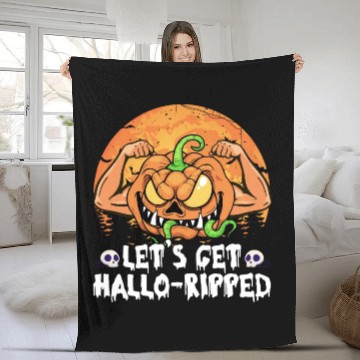 Discover Lets Get Hallo Ripped Fleece Blankets Funny Halloween