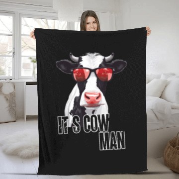 Discover Cow With Sunglasses And Saying Fleece Blankets