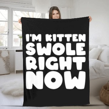 Discover I´m Kitten Swole Right Now Cat Lover Gym Workout Fleece Blankets