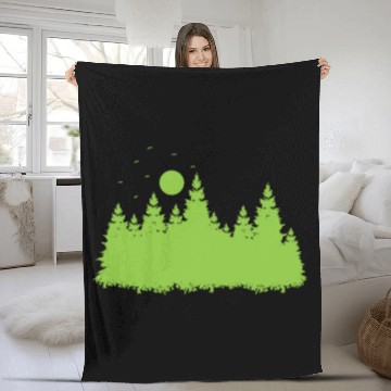Discover Forest with Leaves in Environment Fleece Blankets