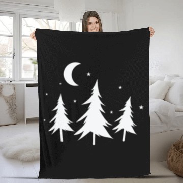 Discover Forest at Night Nature Forest Environment Fleece Blankets