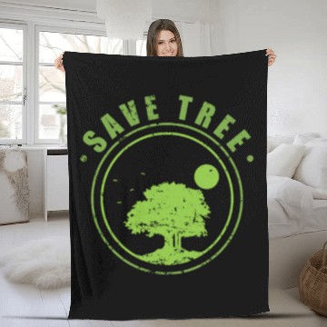 Discover Save Tree Nature Forests Leaves Environment Fleece Blankets