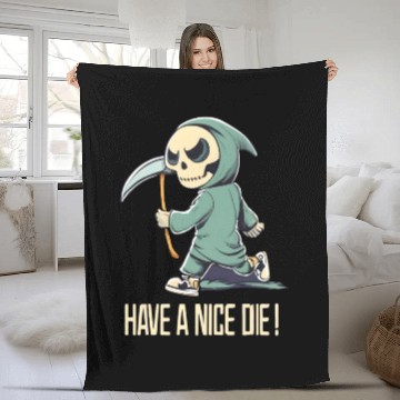 Discover Cute Chibi Grim Reaper Fleece Blankets