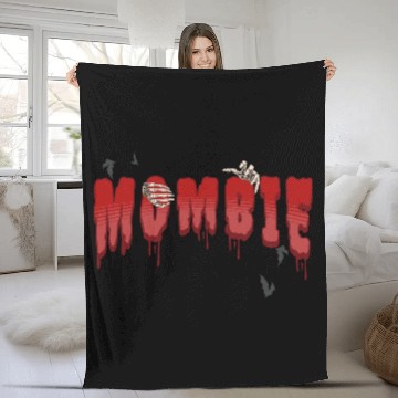 Discover mombie; scary; blood; zombie; halloween; mom; Fleece Blankets