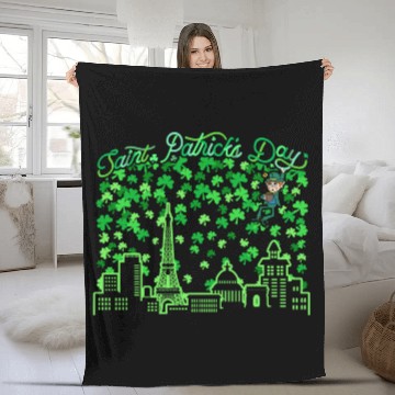 Discover Saint Patrick's Day Paris France Fleece Blankets
