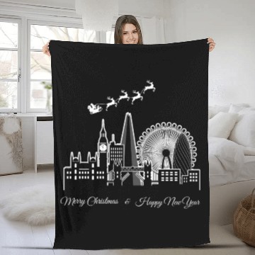 Discover Merry Christmas Happy New Year London UK Fleece Blankets