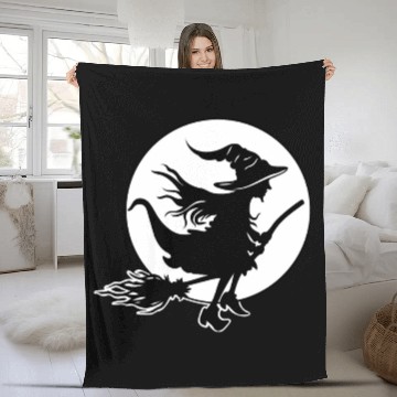 Discover Witch Wizard Broom Halloween Fleece Blankets