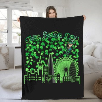 Discover Saint Patrick's Day London United Kingdom Fleece Blankets