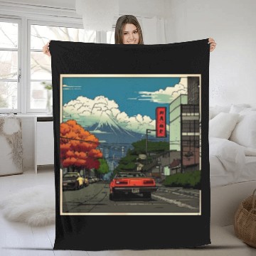 Discover fall in japan Fleece Blankets