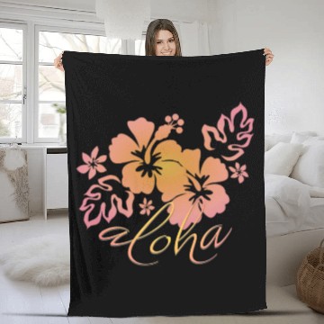 Discover Hawaiian Sunrise Hibiscus Aloha Graphic Fleece Blankets