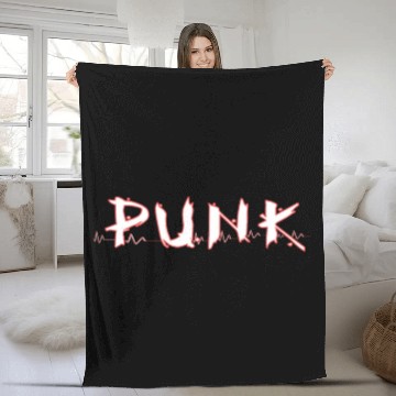 Discover Punk Rock Emo Metal Music Lovers Heart Pulse Fleece Blankets