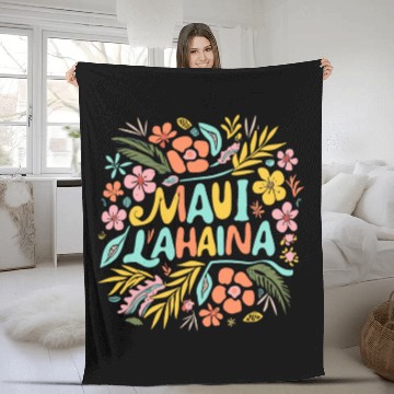 Discover Maui Strong Lahaina Flower floral Fleece Blankets