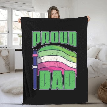 Discover Proud Dad Abrosexual Father's Day Gift LGBTQ Fleece Blankets