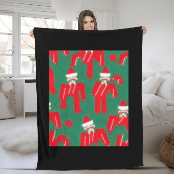 Discover Ugly Red Santa Claus Candy Cane Pattern Fleece Blankets