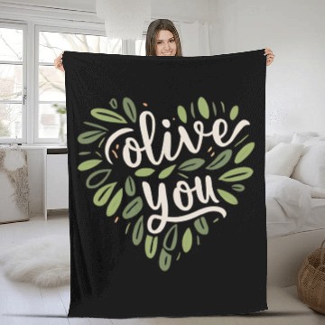 Discover olive you funny romantic double meaning gift Fleece Blankets
