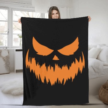 Discover Jack O Lantern Scary Carved Pumpkin Face Halloween Fleece Blankets
