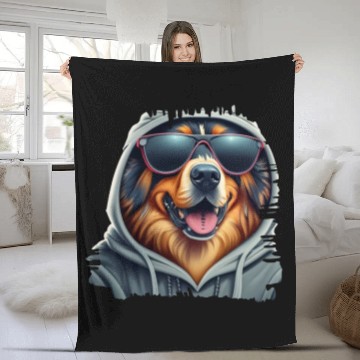 Discover German Shepherd Dog Wearing A Fleece Blankets With galsses