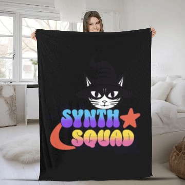 Discover Cool Cat A Retro Synth Squad Adventure in Yellow Fleece Blankets