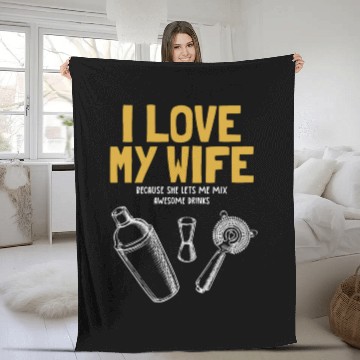 Discover I Love My Wife Bartender Mixologist Barmaid Fleece Blankets