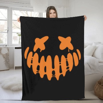 Discover Jack O Lantern Scary Carved Pumpkin Face Halloween Fleece Blankets