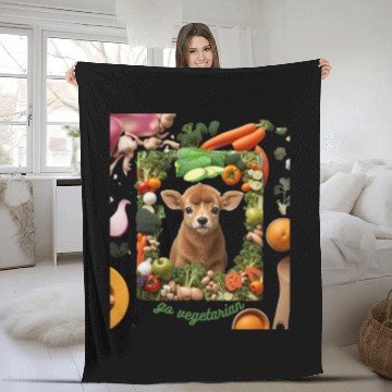 Discover cow animal vegetarian Fleece Blankets