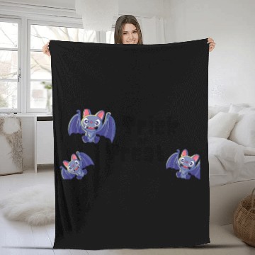 Discover Trick or treat bats halloween Fleece Blankets