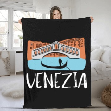 Discover Venice Gondola Italy Venezia Fleece Blankets