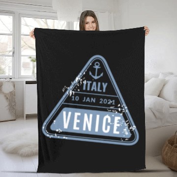 Discover Venice Gondola Italy Venezia Fleece Blankets