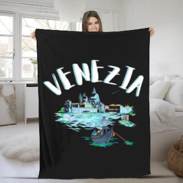 Discover Venice Gondola Italy Venezia Fleece Blankets
