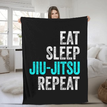 Discover Eat Sleep Jiu-Jitsu Repeat Funny BJJ Fleece Blankets