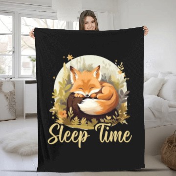 Discover Sleeping Fox Sleepyhead Napping Sleep Fox Lover Fleece Blankets