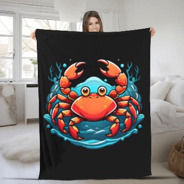 Discover funny crab Fleece Blankets