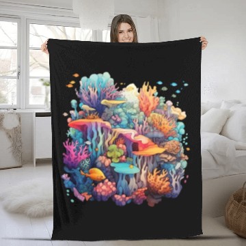 Discover Coral Kaleidoscope: Nature's Mosaic Fleece Blankets