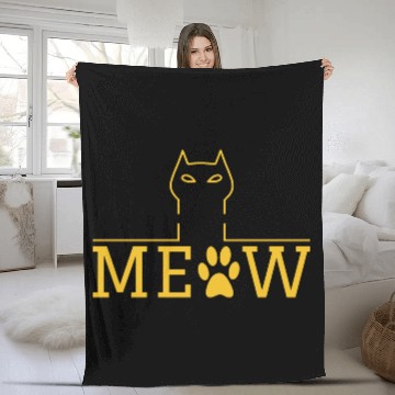 Discover Cat Meow Gift For Cat Lover Fleece Blankets