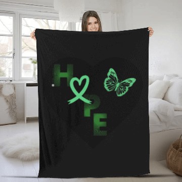 Discover Liver Cancer Hope & Butterfly Heart Black/Green Fleece Blankets