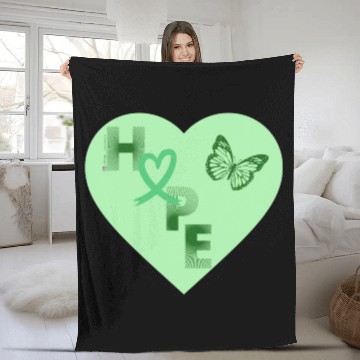 Discover Liver Cancer Hope & Butterfly Heart All Green Fleece Blankets