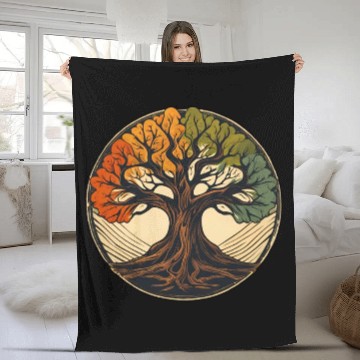 Discover Tree / Wood / Forst / Tree of Life / Leaves Fleece Blankets