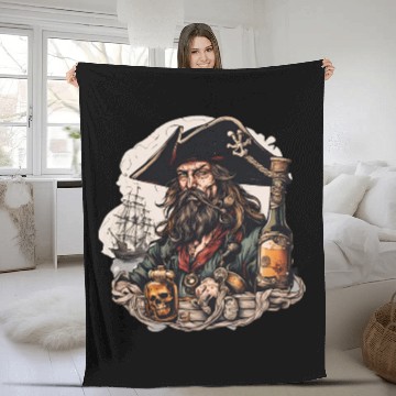 Discover Drunk Pirate / Ahoi / Anchor / Rum / Ship / Boat Fleece Blankets
