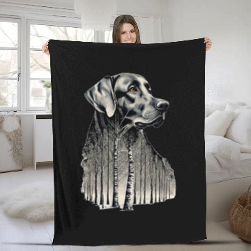 Discover Funny black labrador charcoal drawing Fleece Blankets