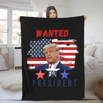 Discover WANTED for PRESIDENT trump 2024 mug shot never sur Fleece Blankets