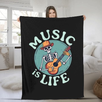 Discover Music Is Life - Skeleton Fleece Blankets